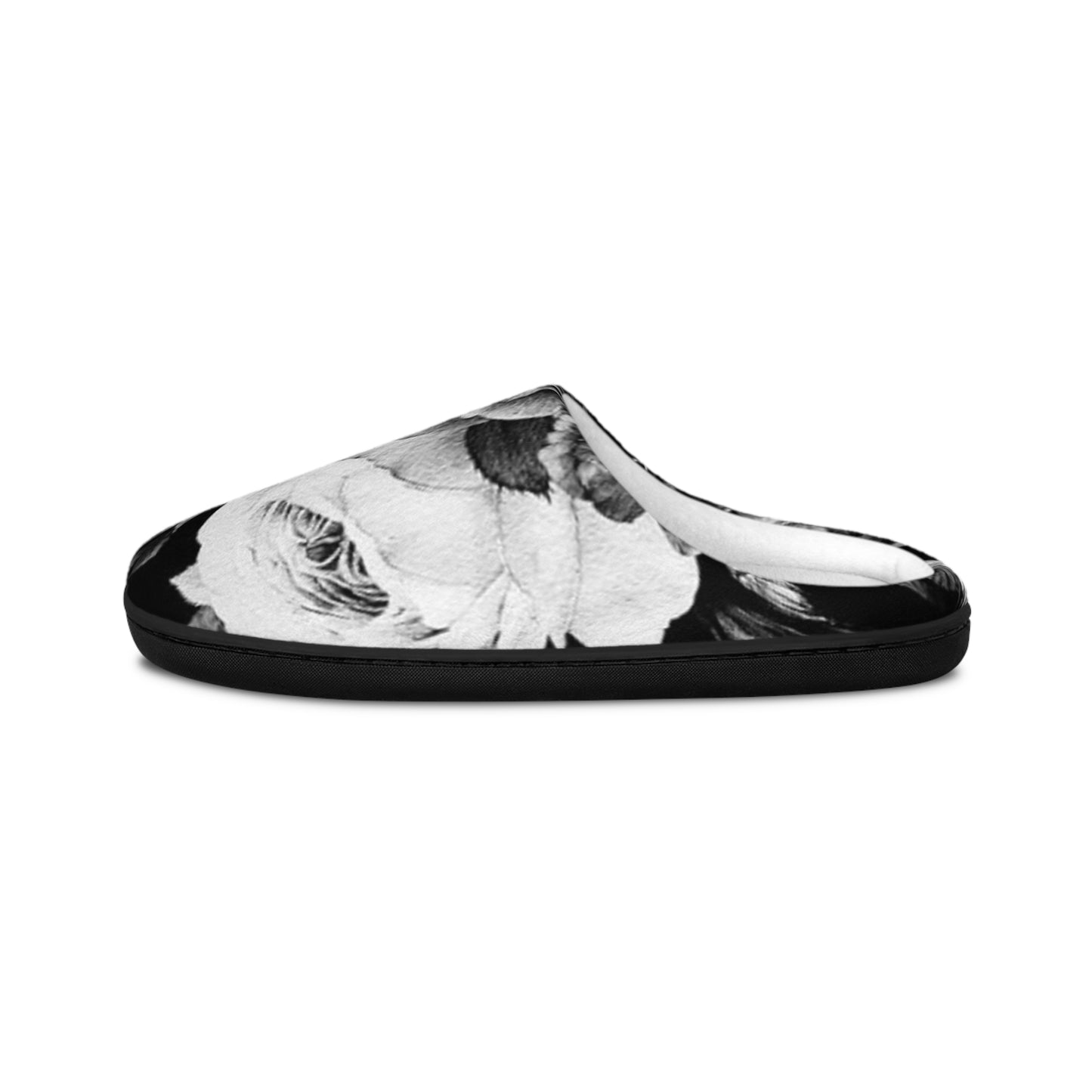 Black & White Soft Floral Slippers – Cozy & Stylish Comfort