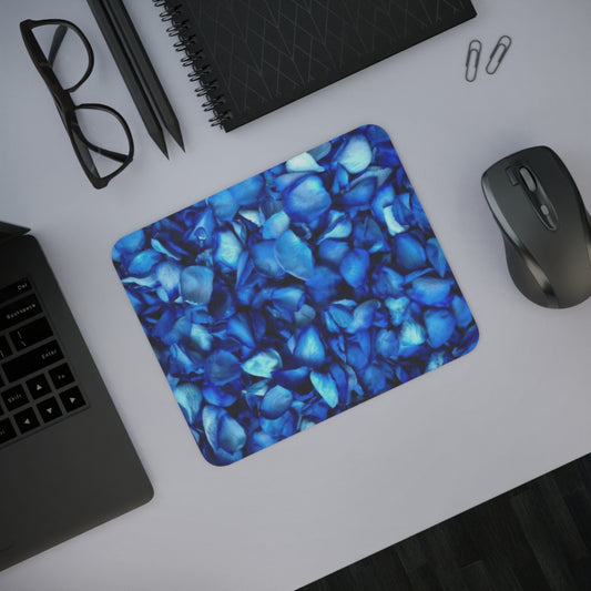 Blue Petals Floral Desk Mouse Pad – Minimal Floral Desk Accessory