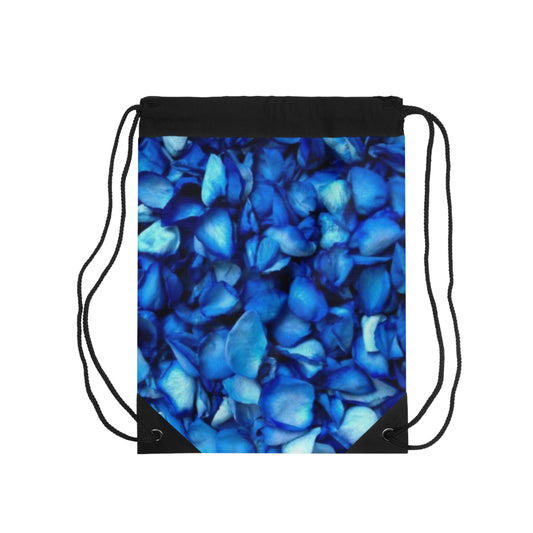 Blue Petals Floral Drawstring Bag