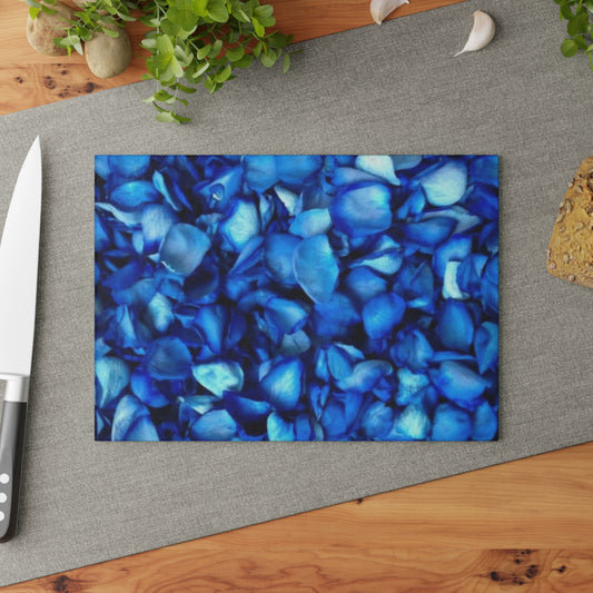 Blue Petals Floral Glass Cutting Board – Durable Kitchen Art