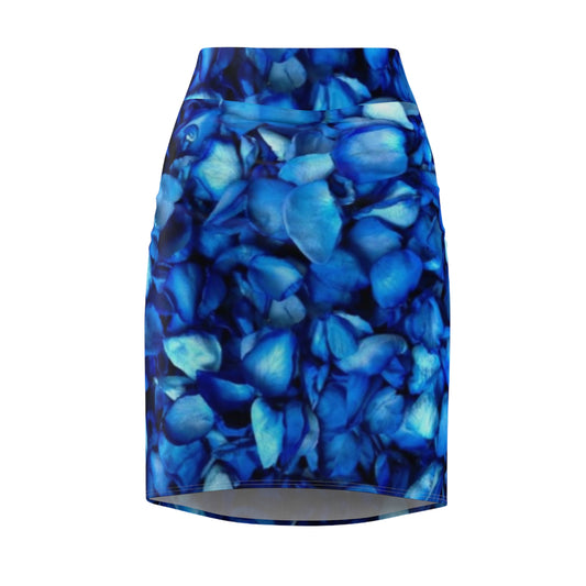 Blue Petals Floral Pencil Skirt – Fresh & Sleek