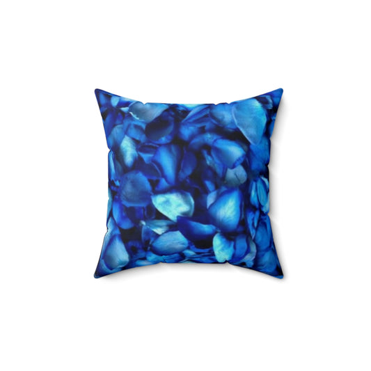 Blue Petals Floral Square Pillow – Cool Toned Decor

