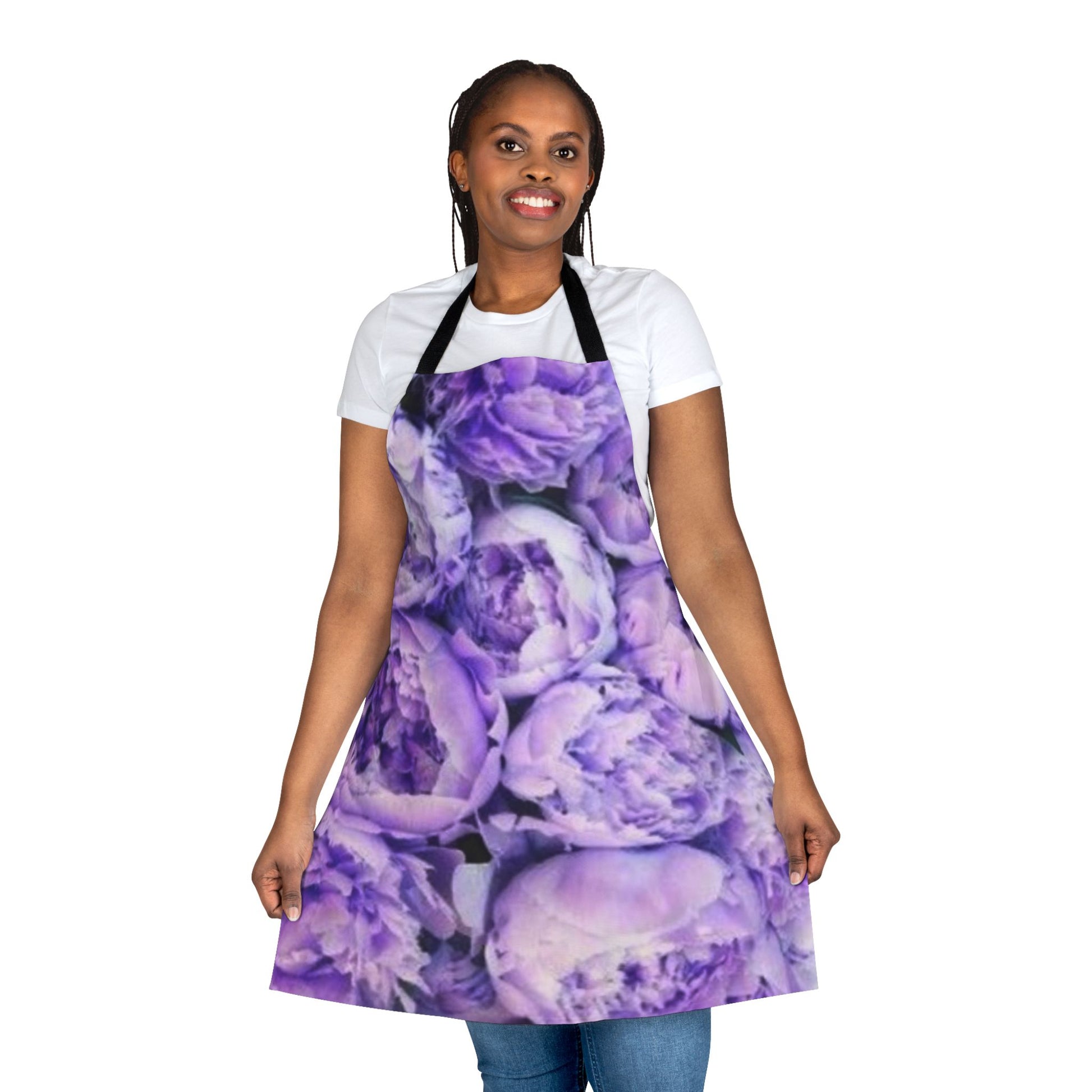 Cute Floral Apron – Purple Peony Design for Creative Cooks