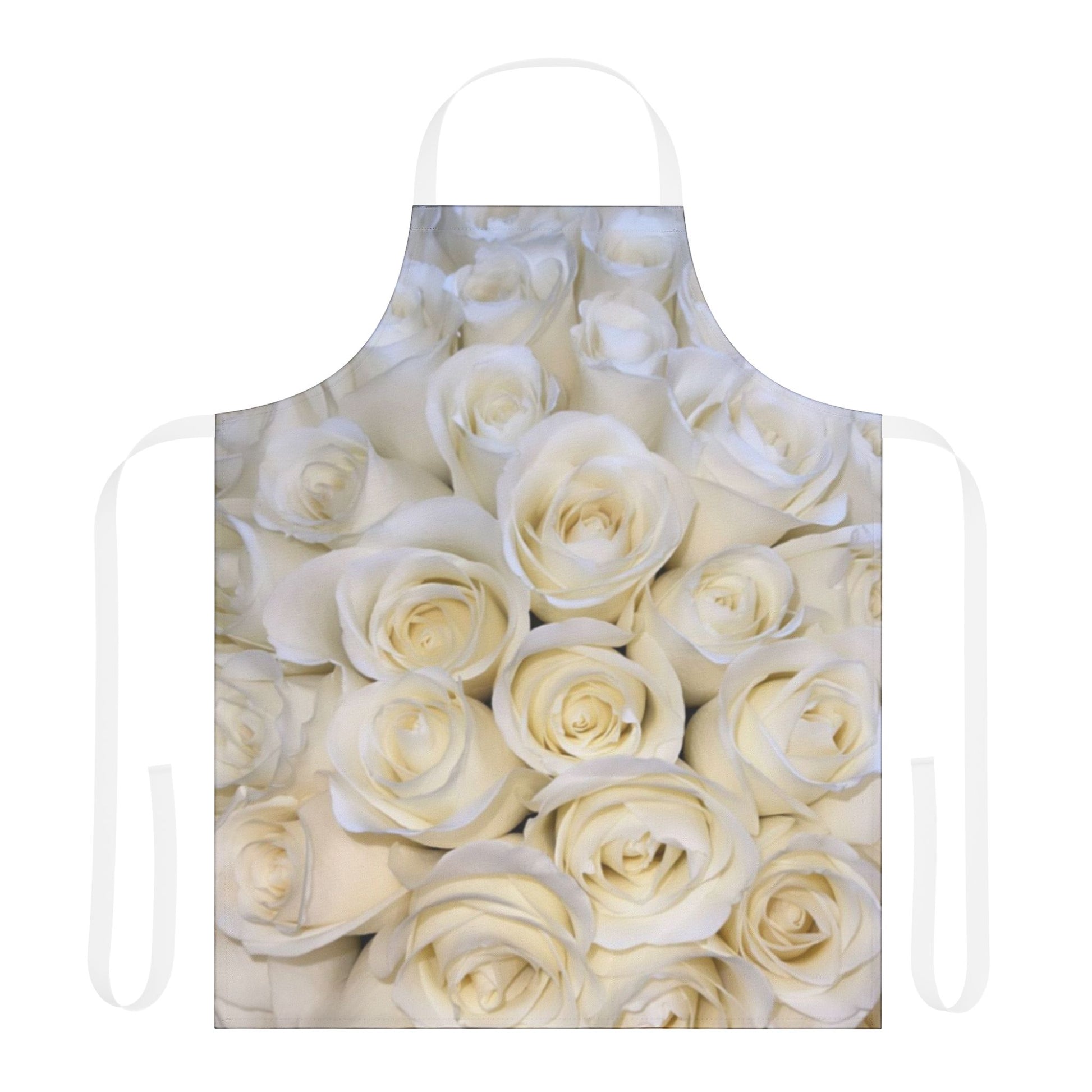 Cute Floral Apron – White Roses for Elegant Kitchen Style