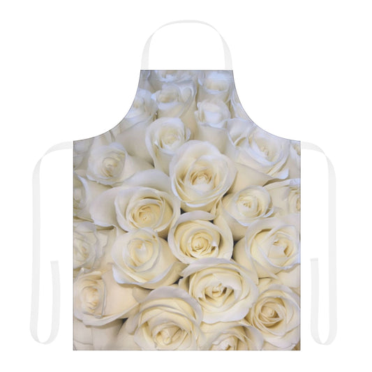 Cute Floral Apron – White Roses for Elegant Kitchen Style