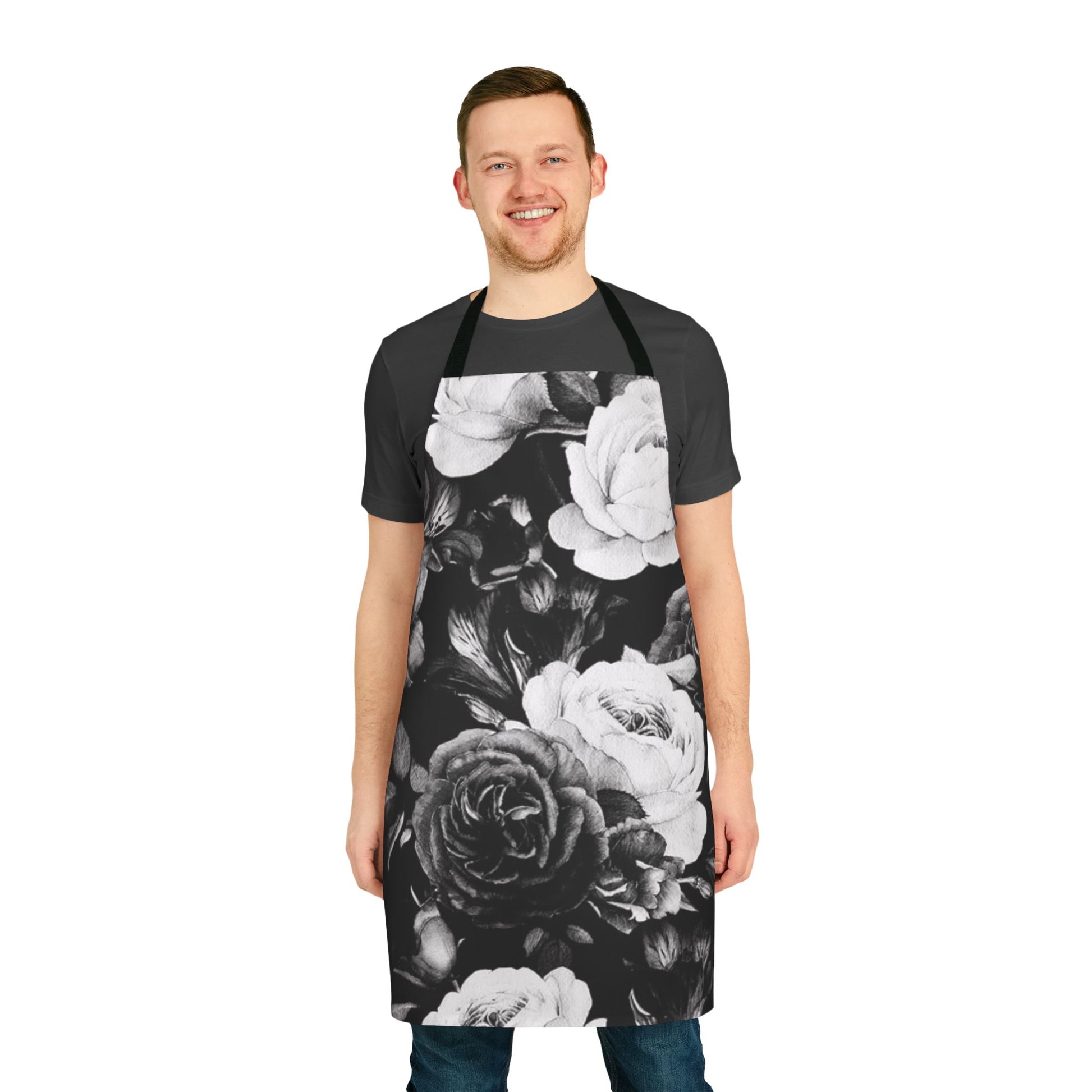 Cute Floral Apron in Black & White – Classic Kitchen Style