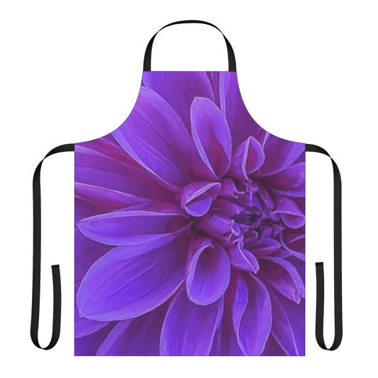 Cute Floral Apron with Purple Dahlia Print 