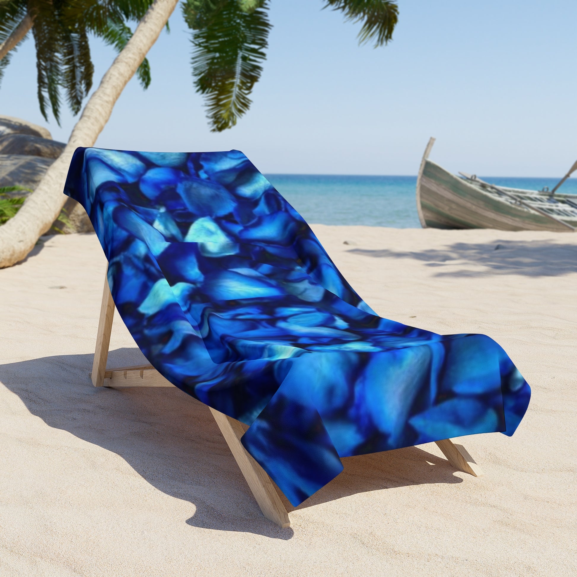  Floral Beach Soft Towel – Blue Petals