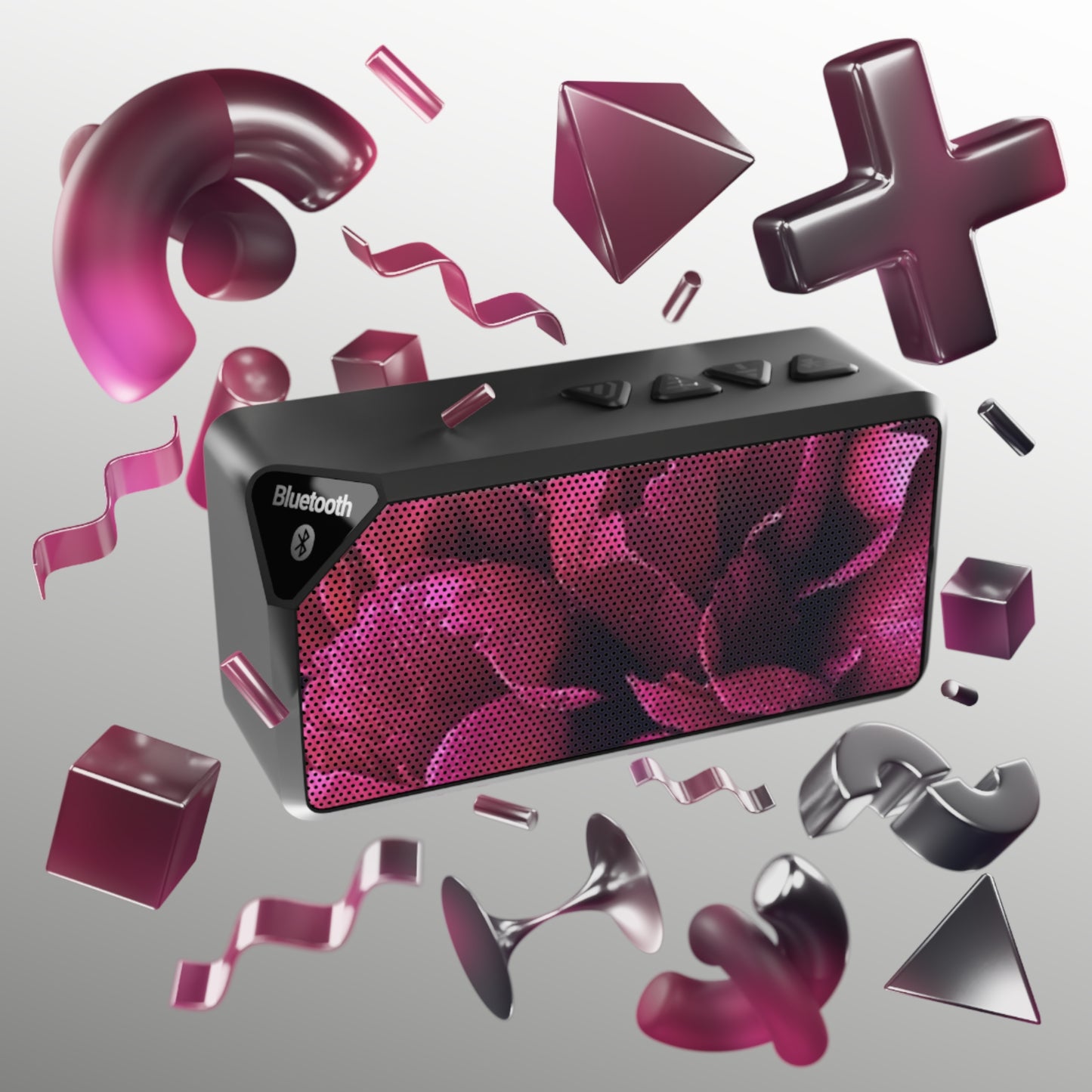 Portable Floral Bluetooth Speaker – Magenta Floral Design