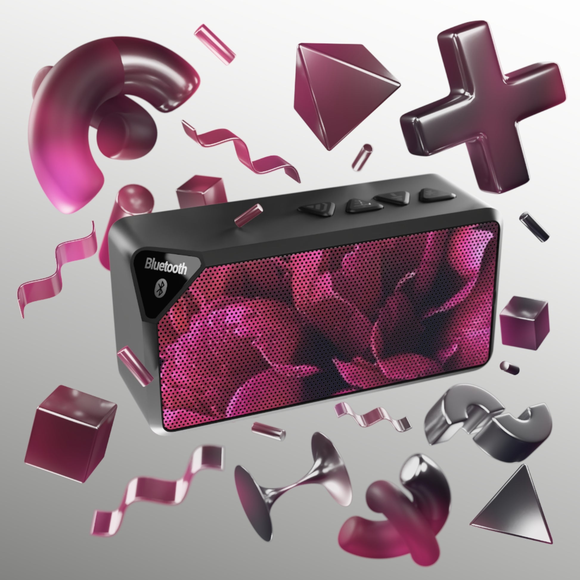 Portable Floral Bluetooth Speaker – Magenta Floral Design