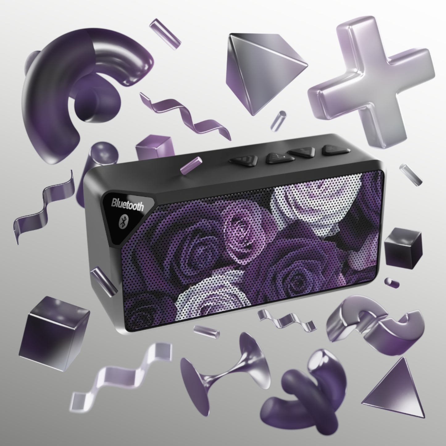 Portable Floral Bluetooth Speaker – Purple Roses Design
