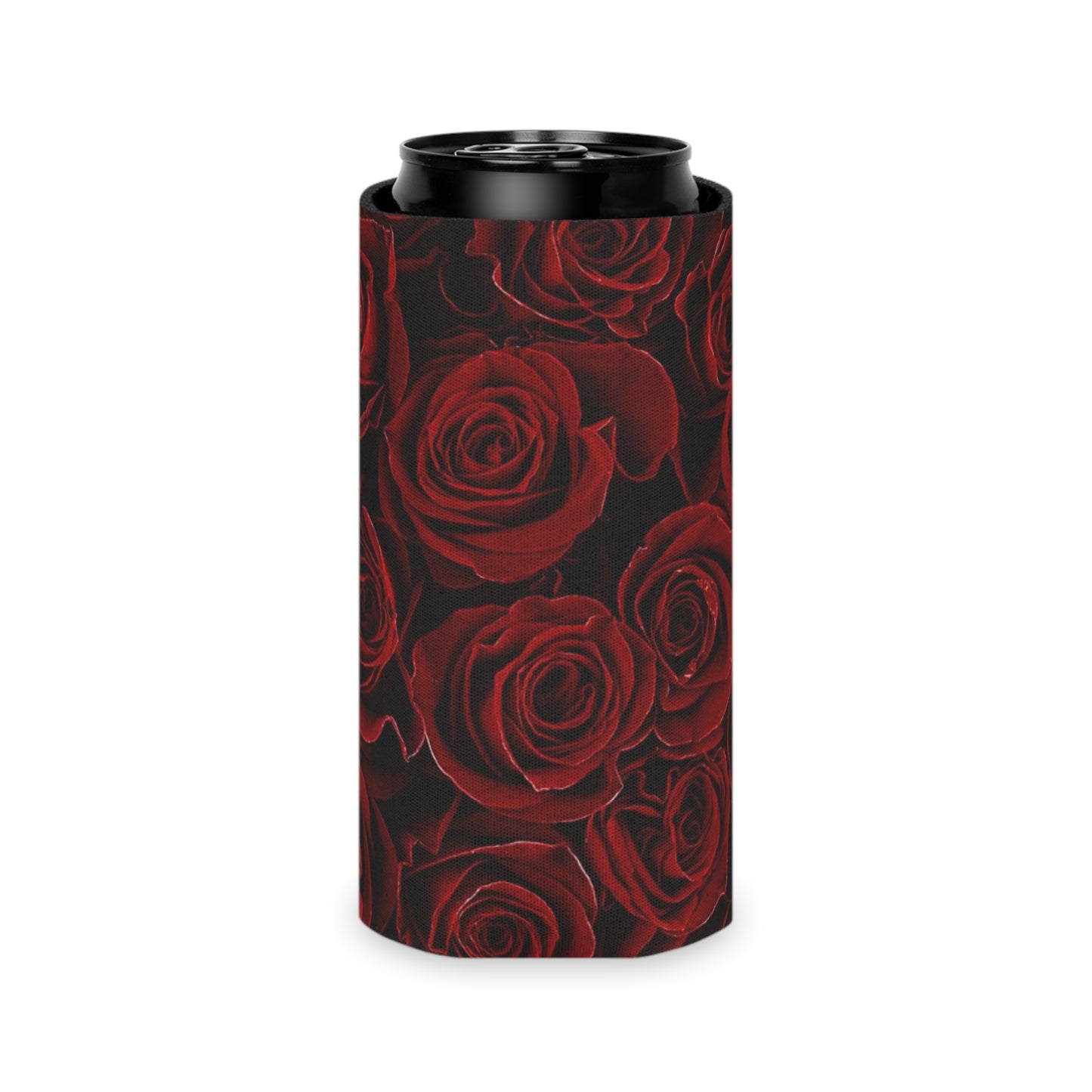 Floral Can Cooler - Red Roses Design