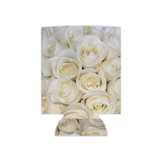 Floral Can Cooler - White Roses Design