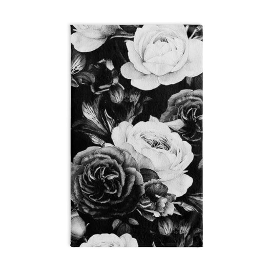 Floral Hand Towel – Black & White Design