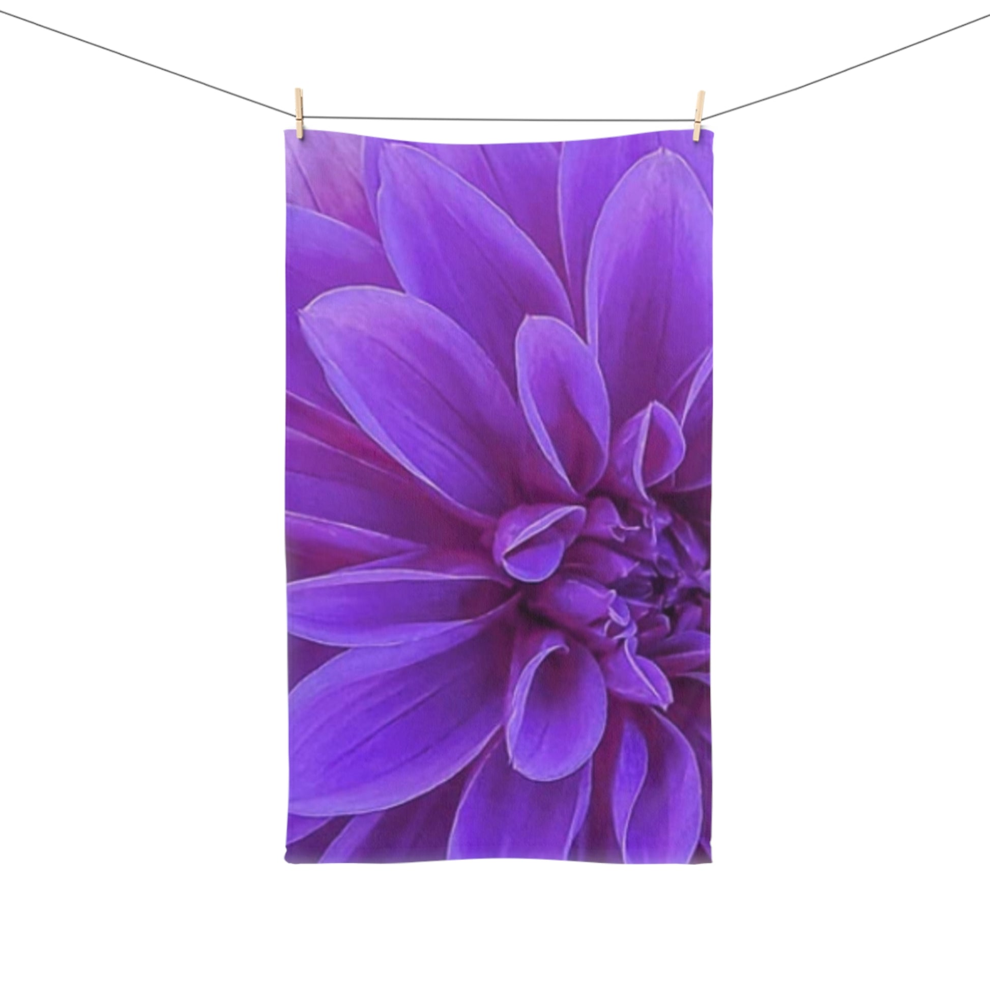 Floral Hand Towel – Purple Dahlia Art