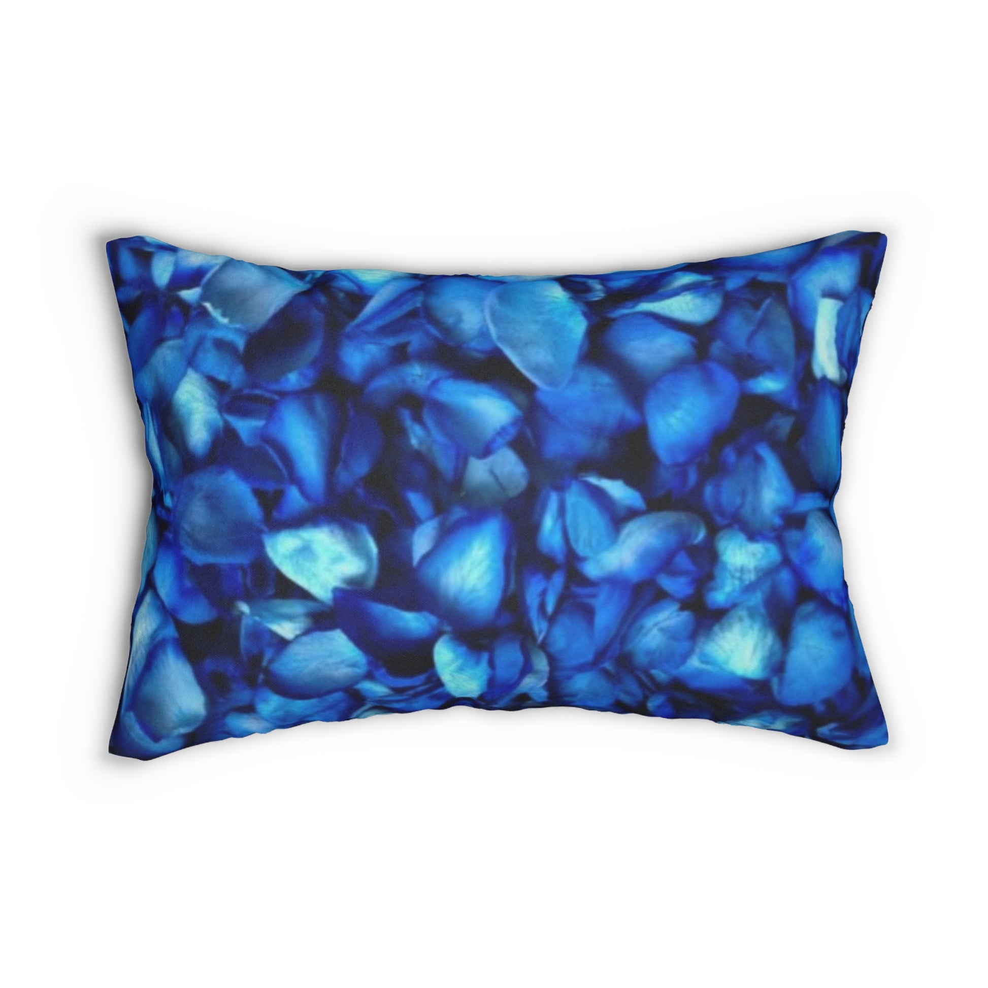 Floral Lumbar Pillow – Blue Petals Accent
