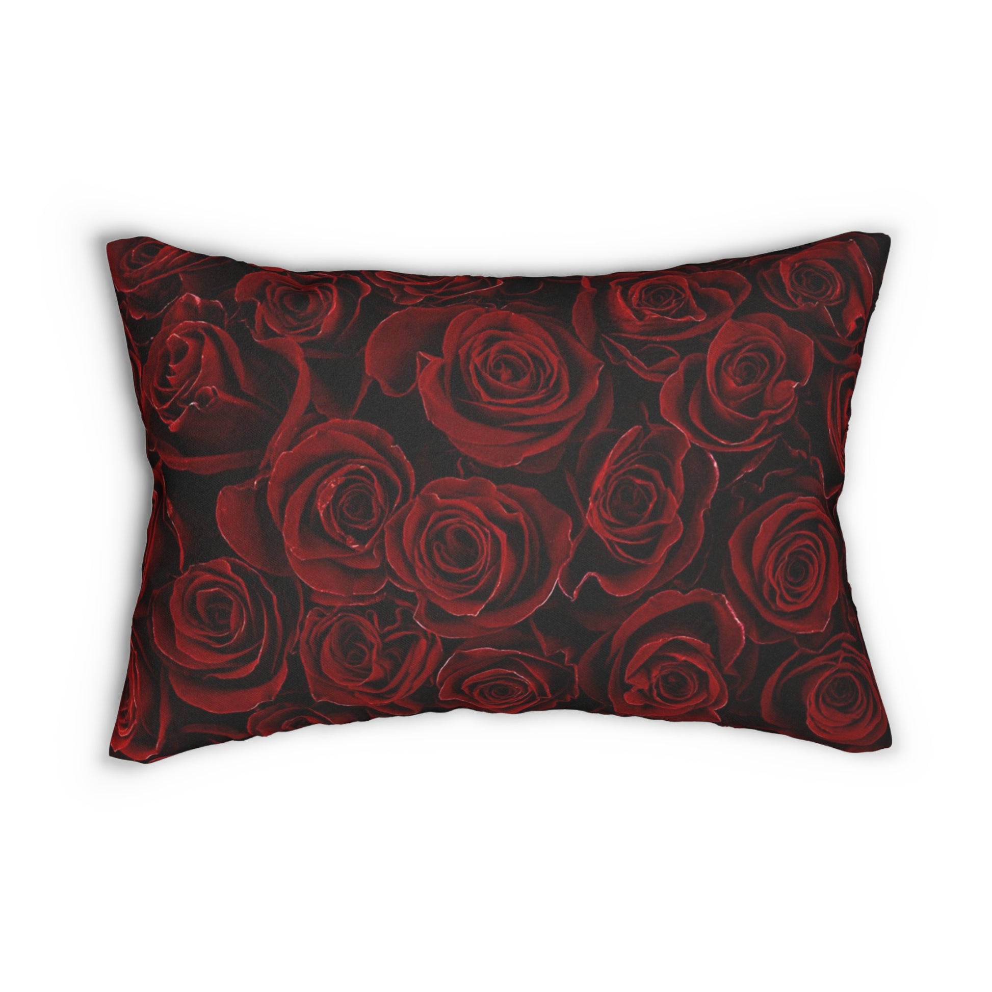 Floral Lumbar Pillow – Red Roses Romantic Touch