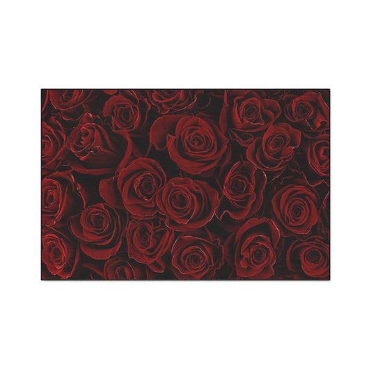 Heavy Duty Floral Floor Mat Red Roses | Durable Non-Slip Rug for Home