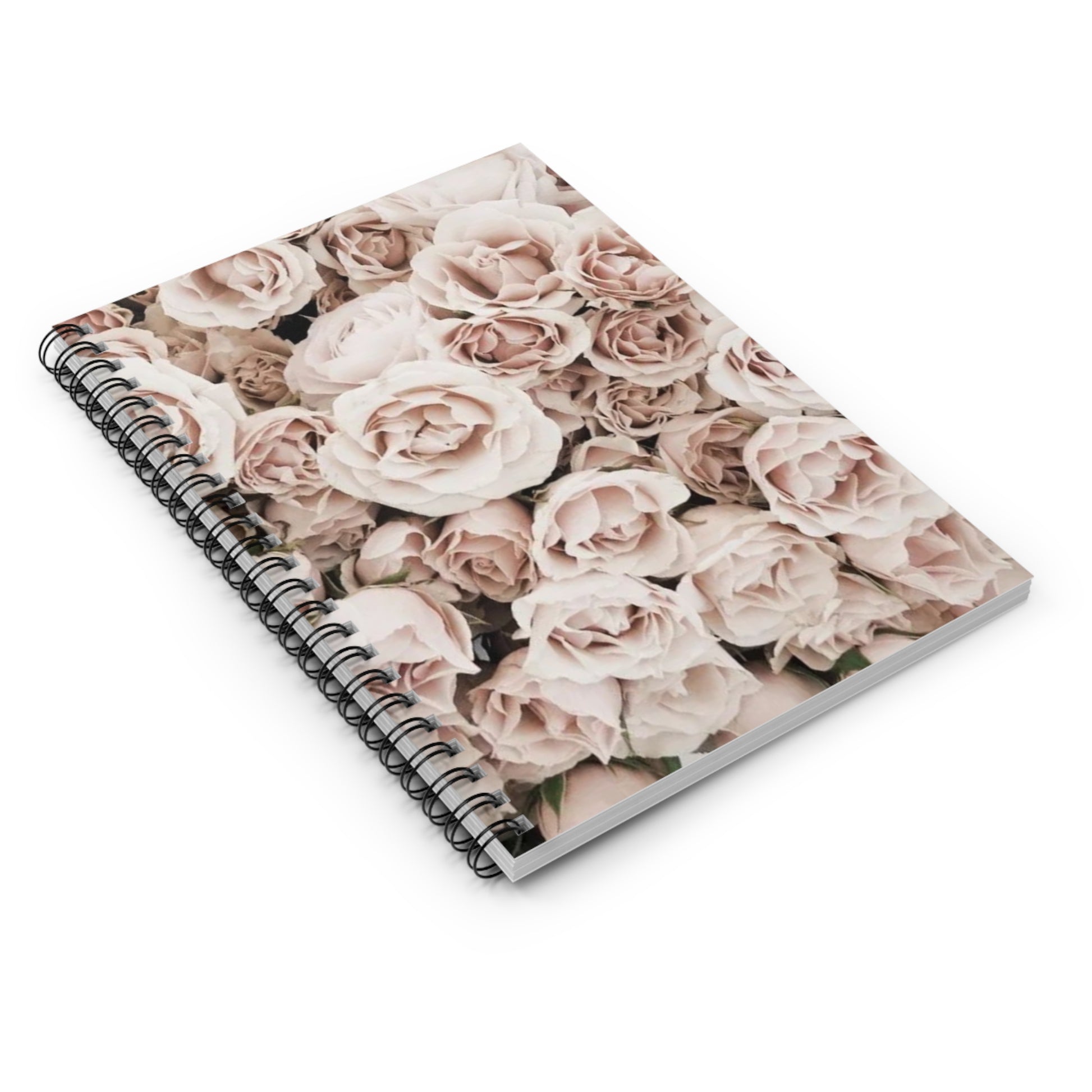 Light Pink Floral-Themed Spiral Notebook-Ruled Line | Soft & Elegant