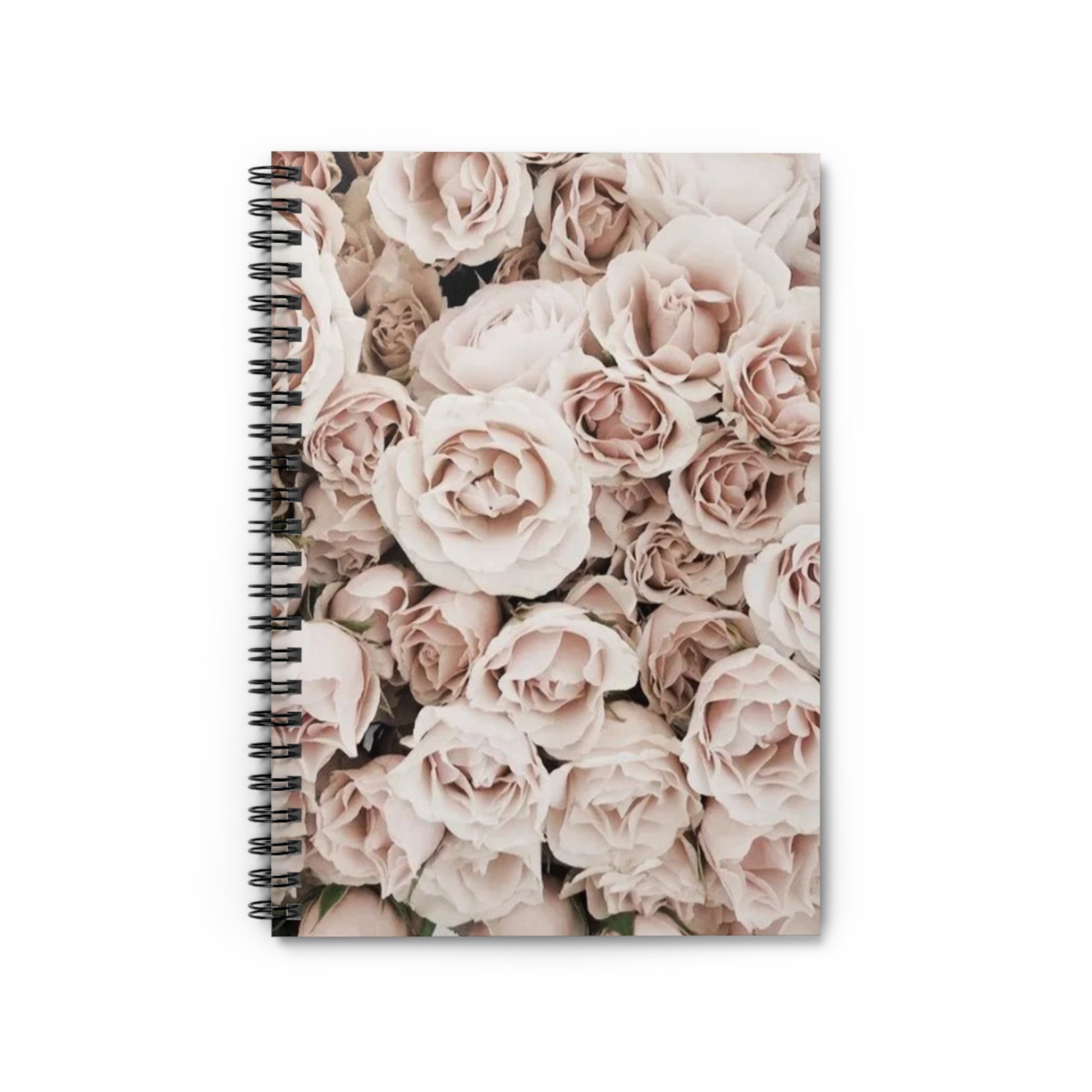 Light Pink Floral-Themed Spiral Notebook-Ruled Line | Soft & Elegant