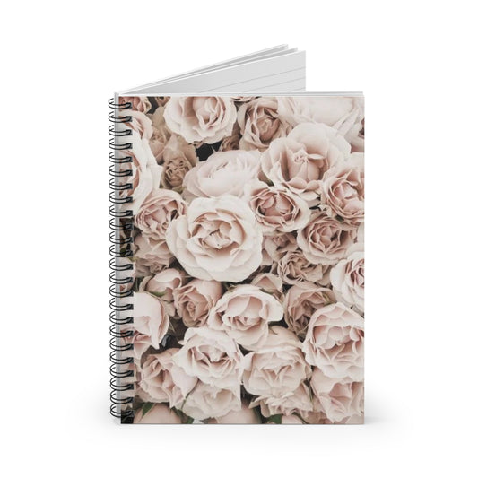 Light Pink Floral-Themed Spiral Notebook-Ruled Line | Soft & Elegant