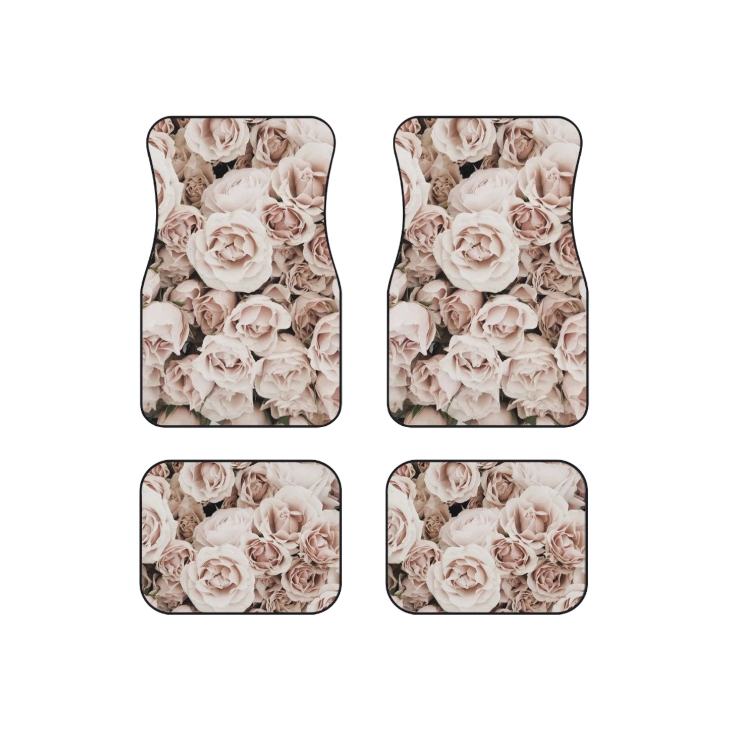 Light Pink Floral Car Mats – Set of 4 | Cute & Durable Car Decor