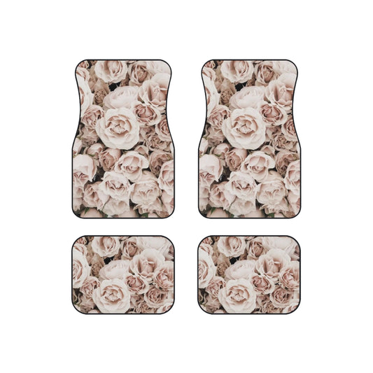 Light Pink Floral Car Mats – Set of 4 | Cute & Durable Car Decor