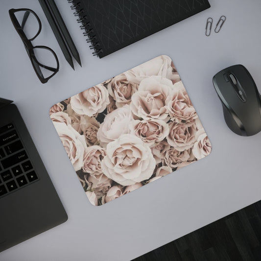 Light Pink Floral Desk Mouse Pad – Soft & Sweet Floral Desk Addition