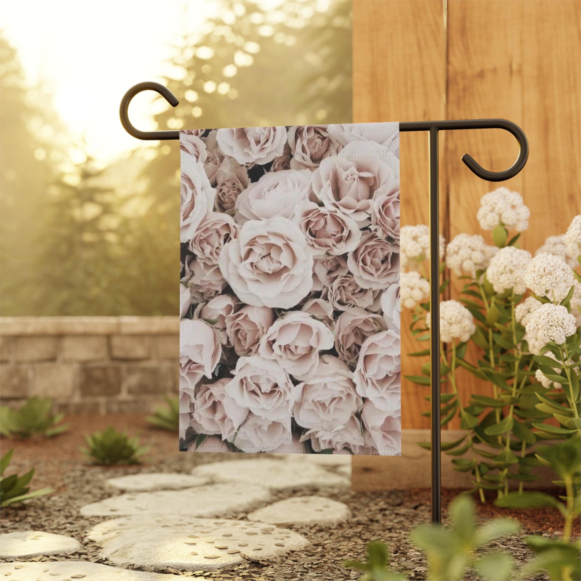Light Pink Floral Garden and House Banner – Romantic Porch Decor
