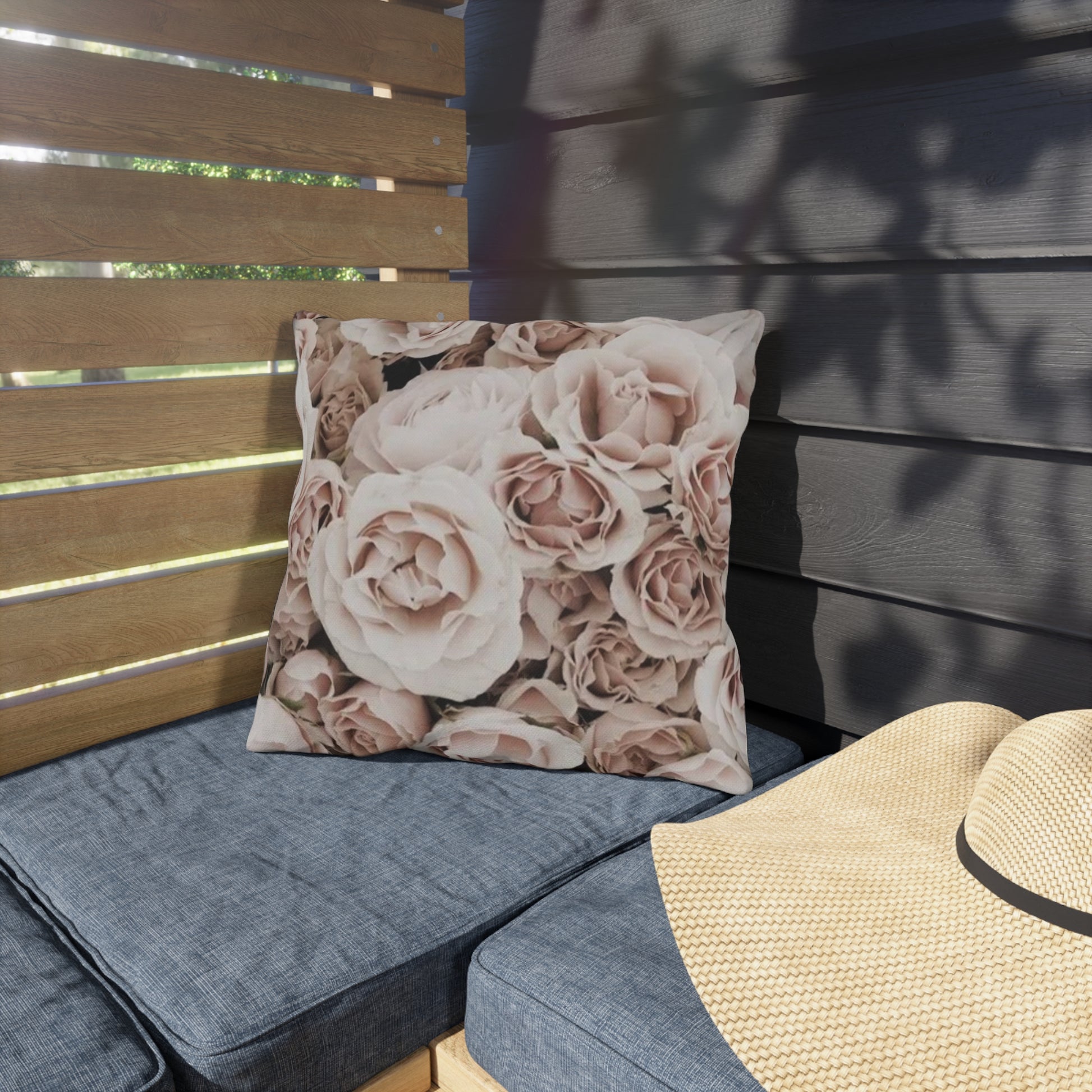 Light Pink Floral Outdoor Pillow