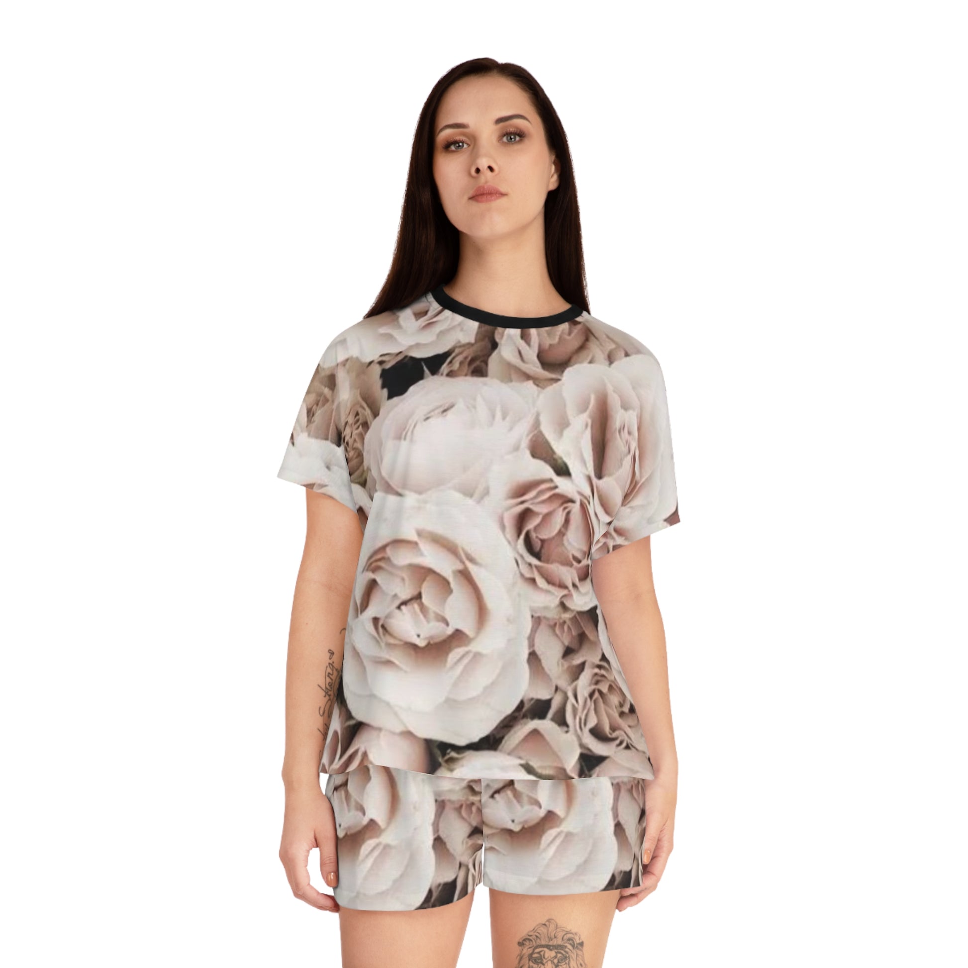 Light Pink Floral Pajama Set for Women
