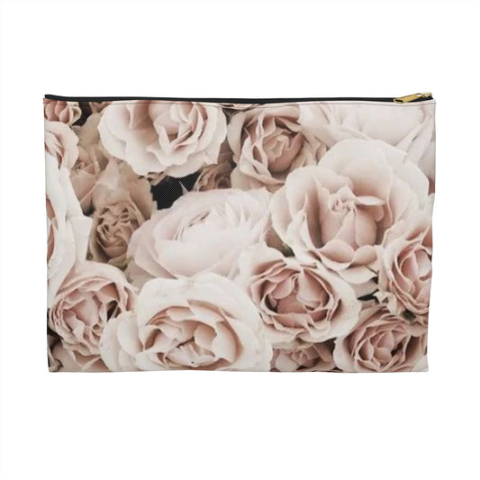 Light Pink Roses Floral Accessory Pouch – Delicate & Lovely