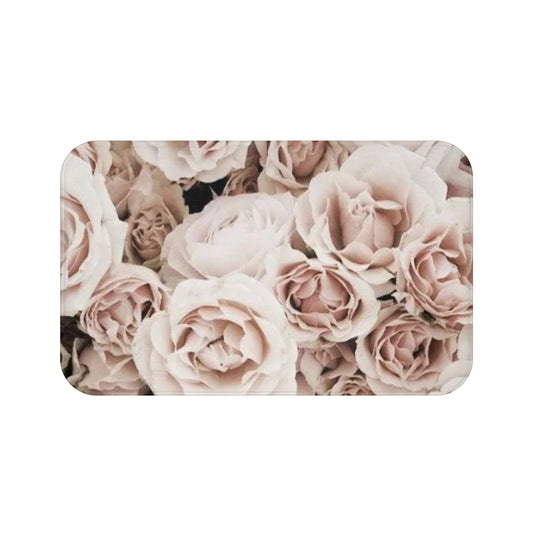 Light Pink Roses Floral Bath Mat Anti Slipping