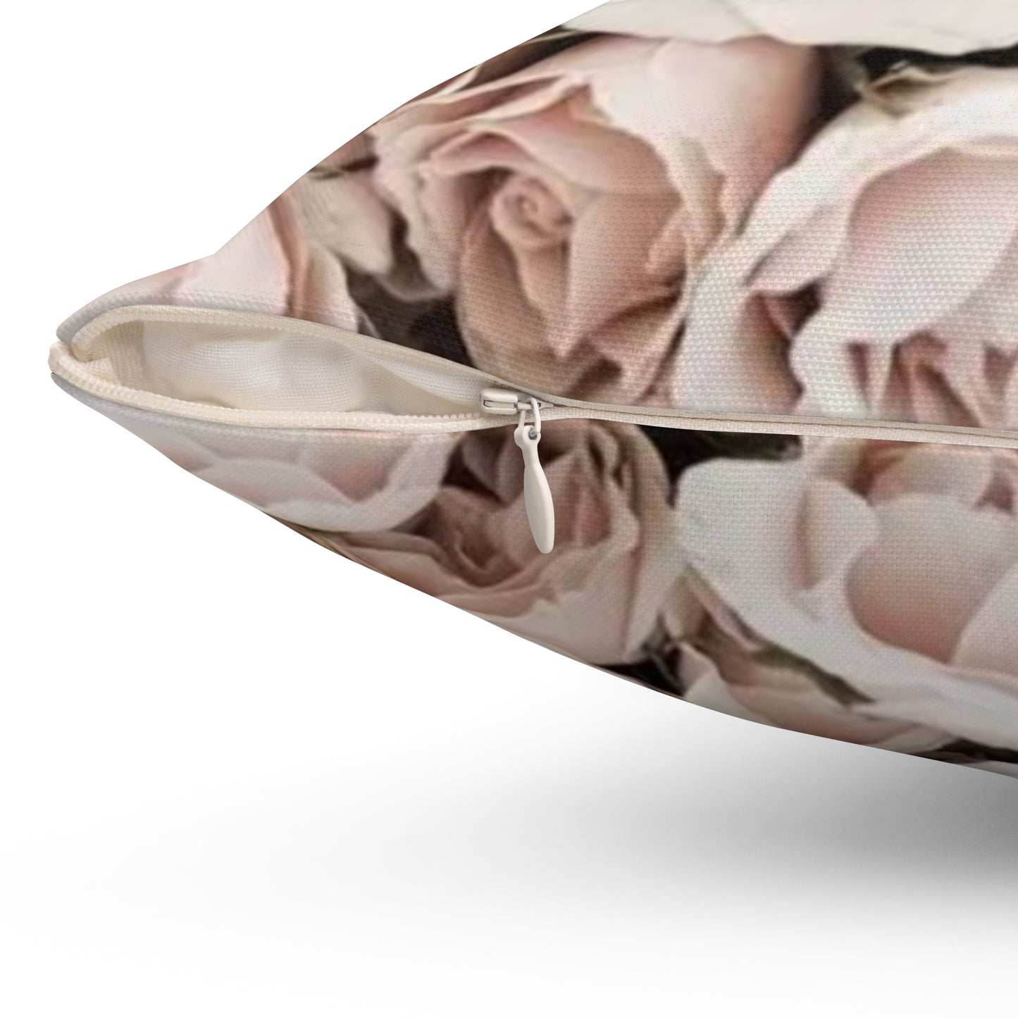 Light Pink Roses Floral Square Pillow – Soft Elegance