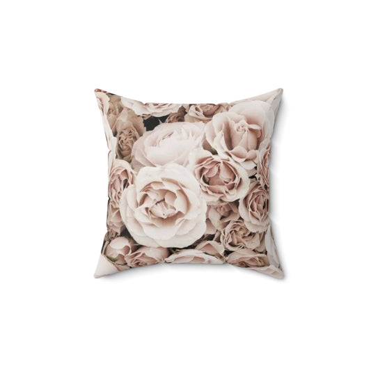 Light Pink Roses Floral Square Pillow – Soft Elegance