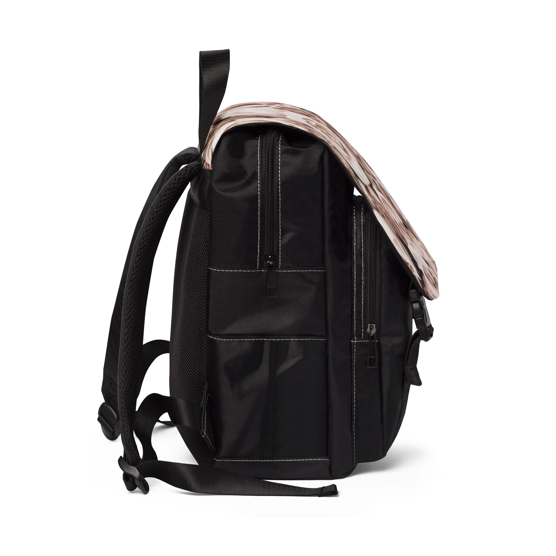 Light Pink Roses Unisex Floral Flap Backpack – Soft Elegance