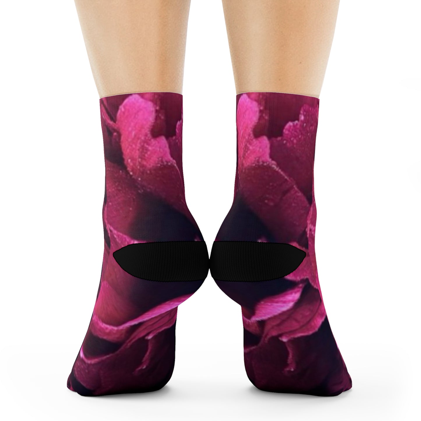 Magenta Floral Crew Socks – Bold & Bright