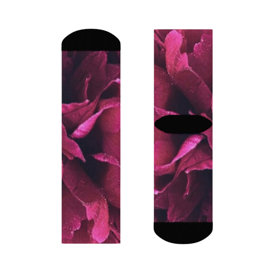 Magenta Floral Crew Socks – Bold & Bright