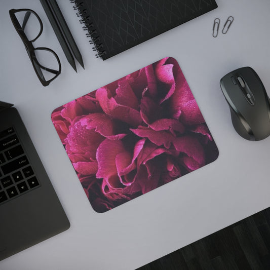 Magenta Floral Desk Mouse Pad – Stylish Floral Office Desk Accessory
