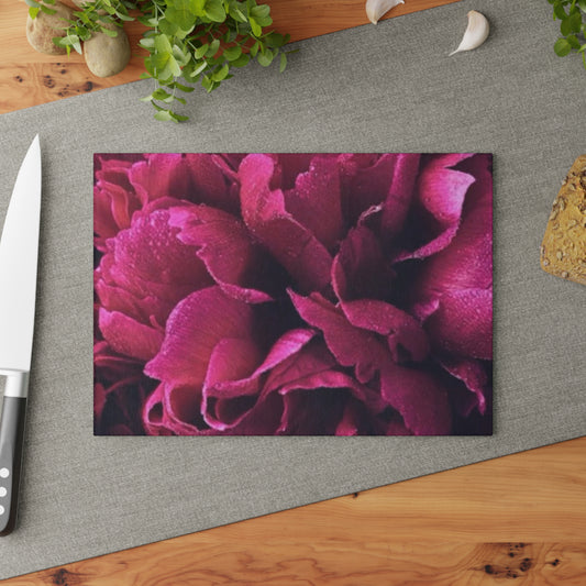 Magenta Floral Glass Cutting Board – Bright & Elegant Kitchen Accessory
