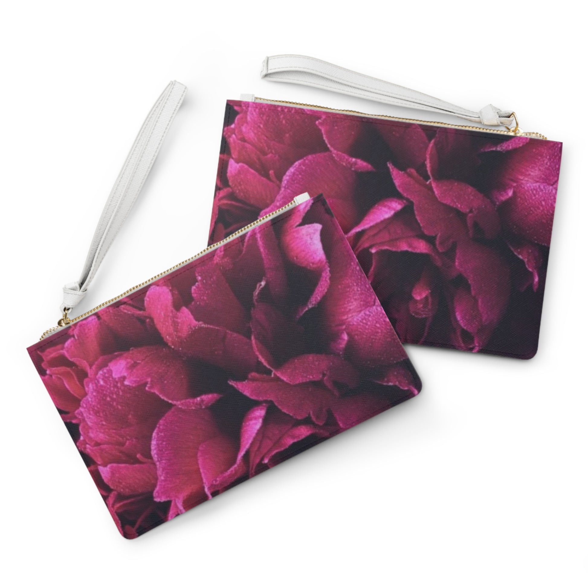 Magenta Floral Leather Clutch Bag for Women