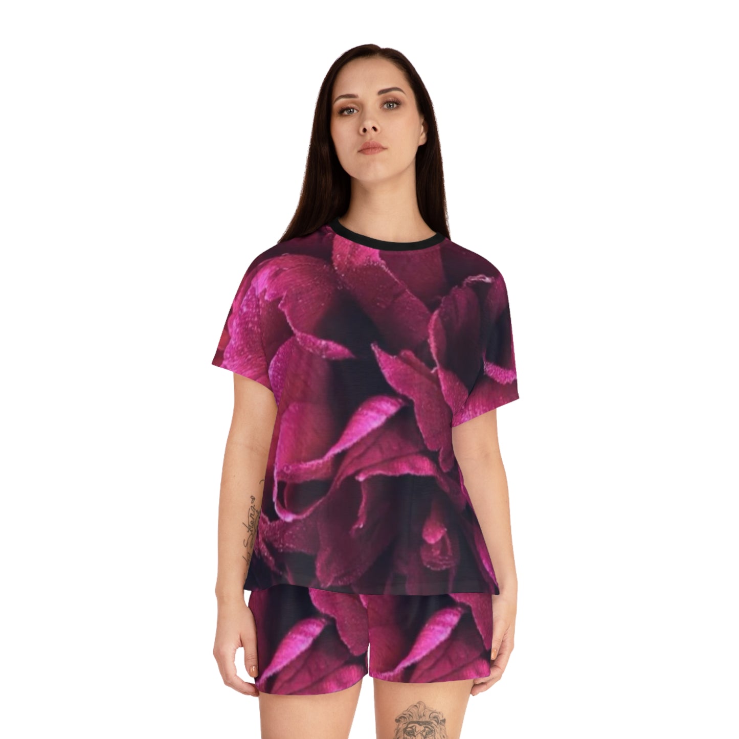 Magenta Floral Pajama Set for Women