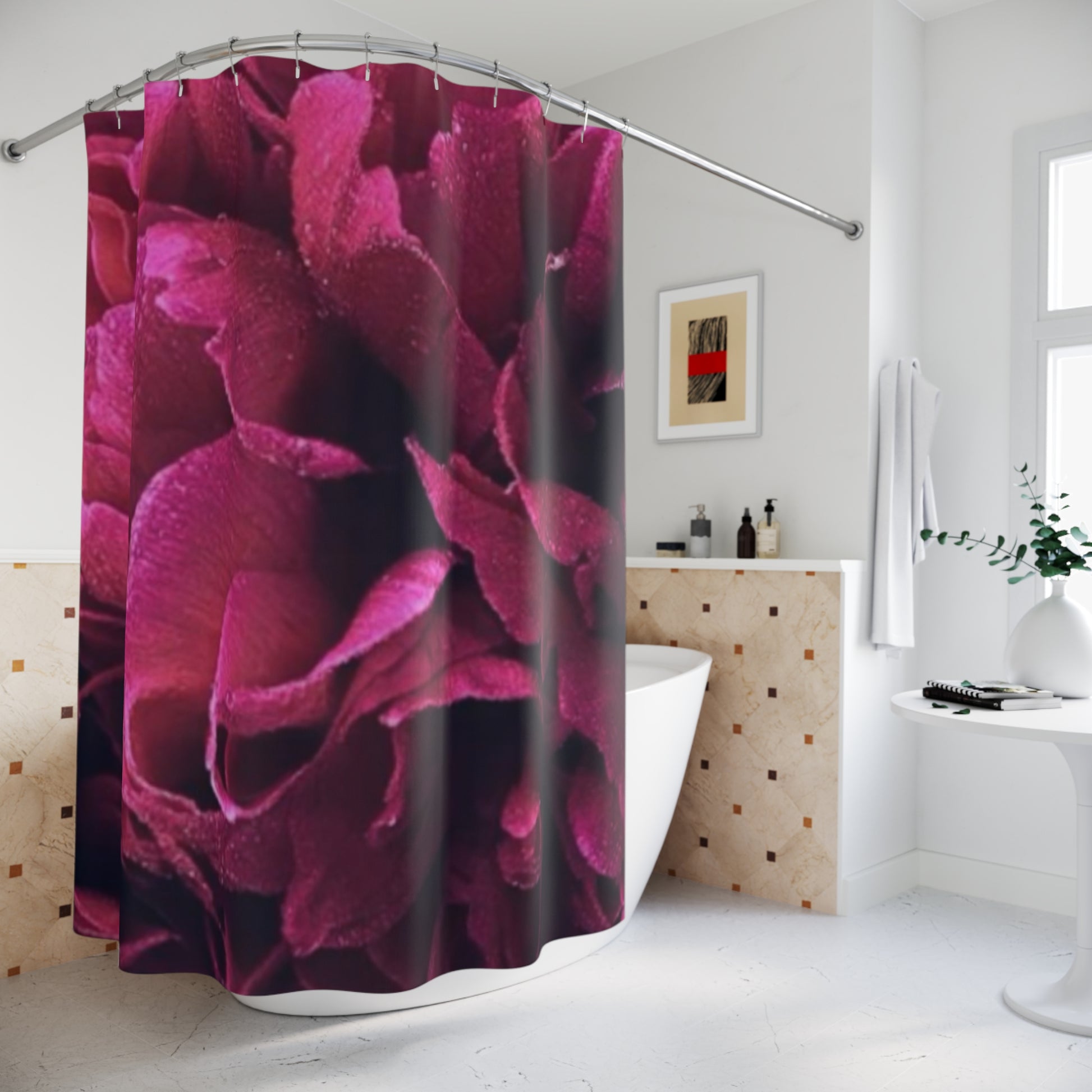 Magenta Floral Shower Curtain – Bright & Bold Bathroom Decor