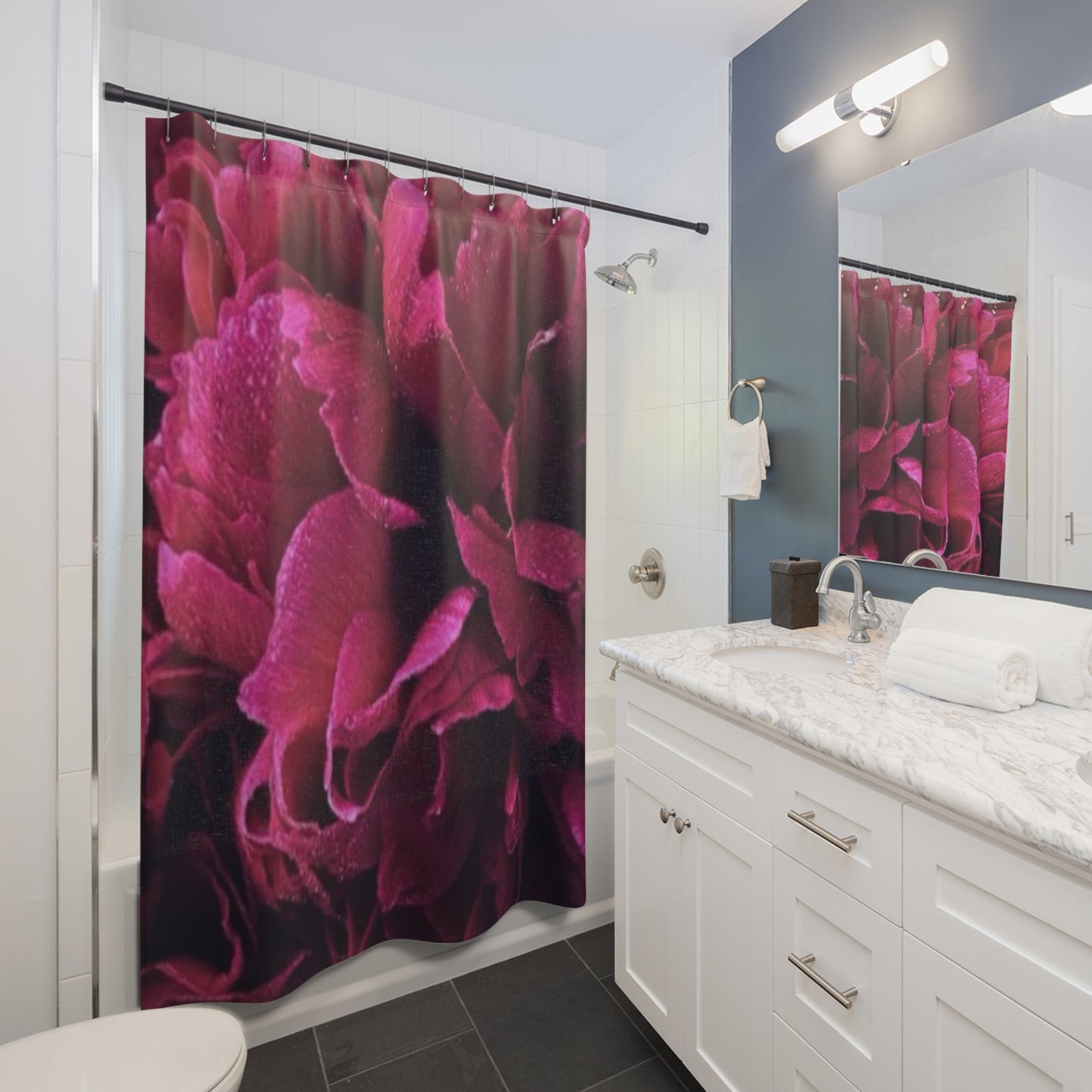 Magenta Floral Shower Curtain – Bright & Bold Bathroom Decor