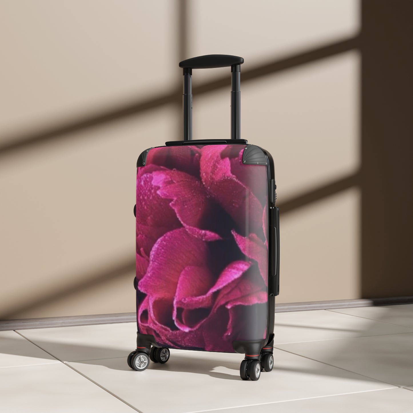 Magenta Floral Suitcase for Travelers – Vibrant & Tough