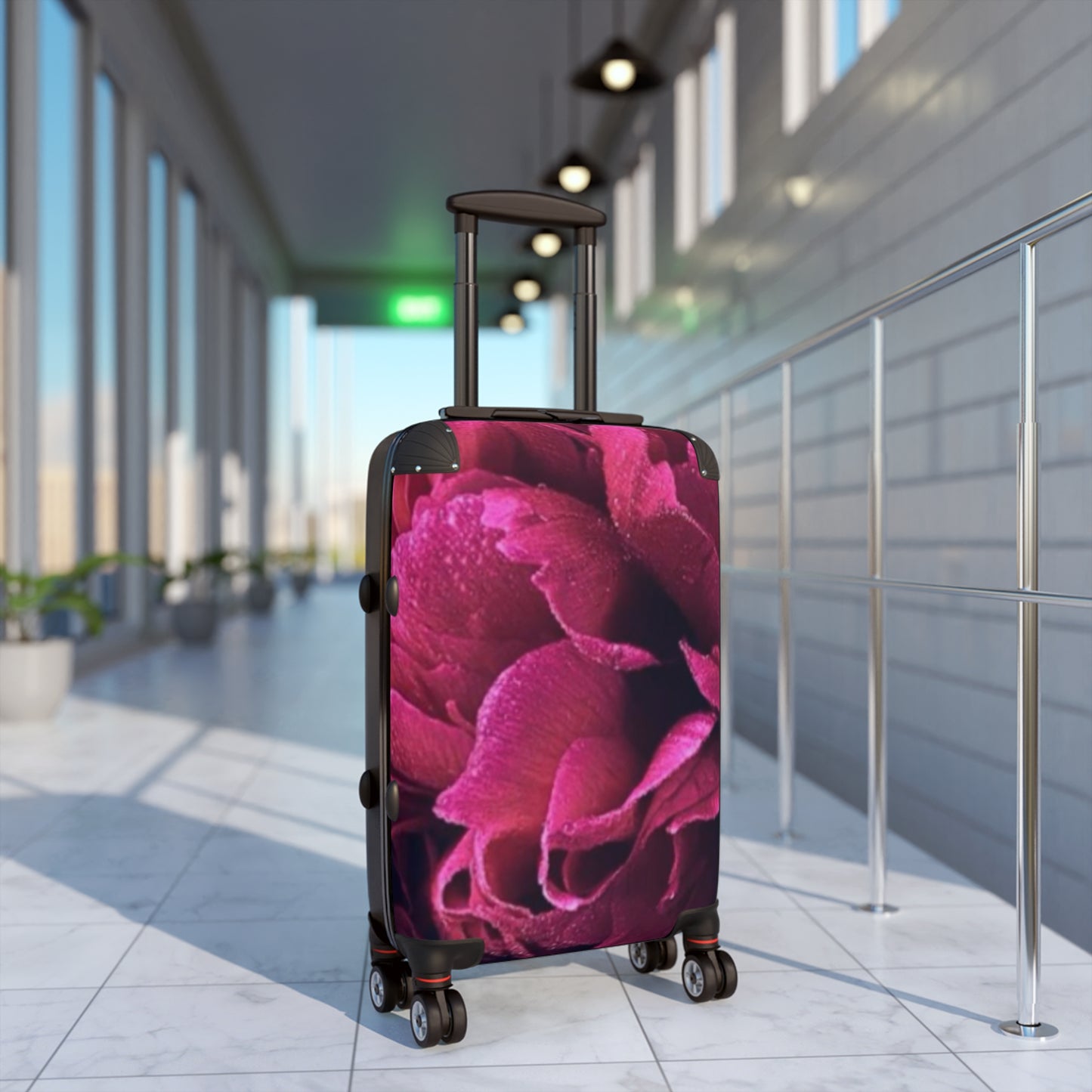 Magenta Floral Suitcase for Travelers – Vibrant & Tough