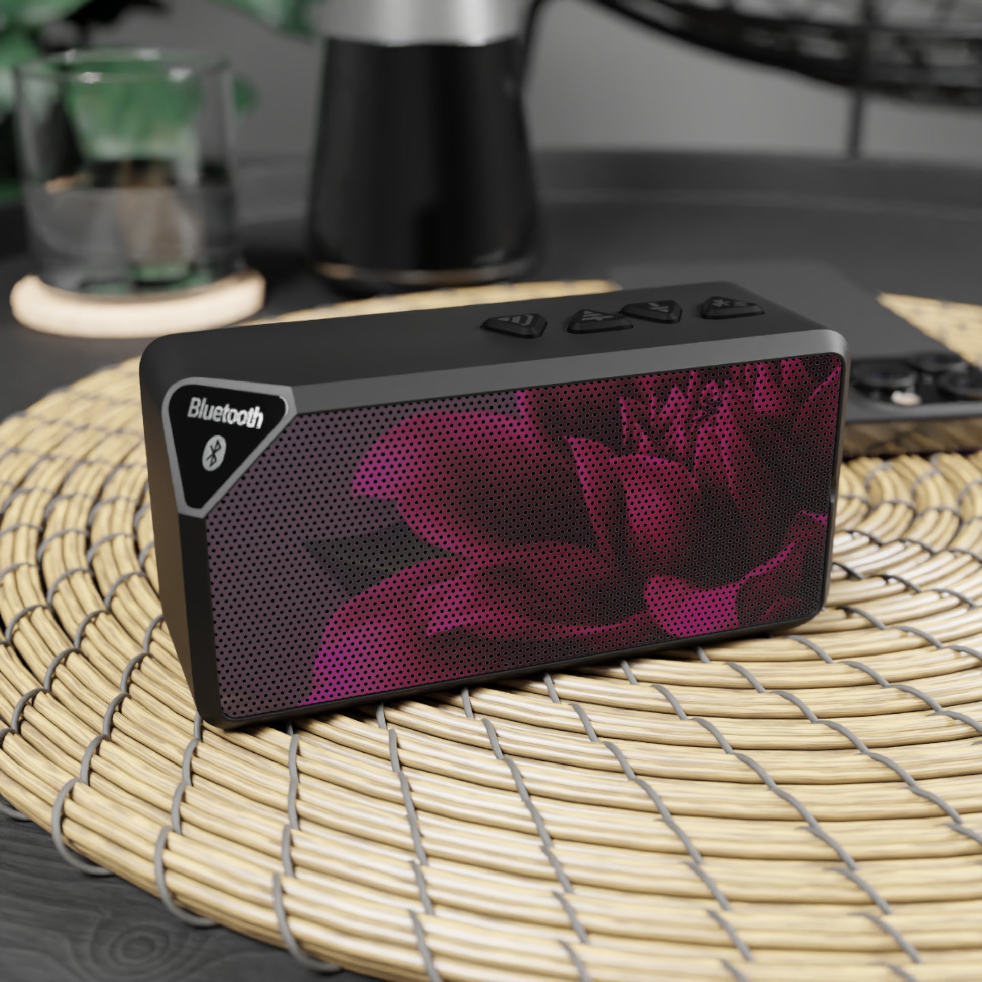 Portable Floral Bluetooth Speaker – Magenta Dahlia Design