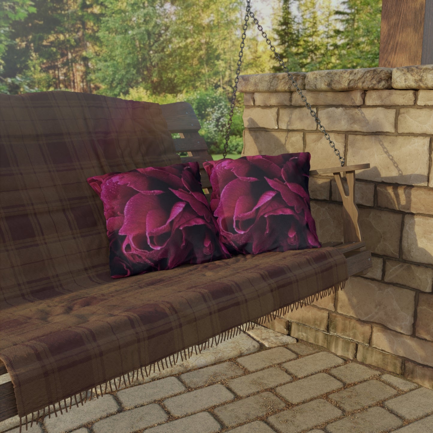 Magenta Floral Outdoor Pillow