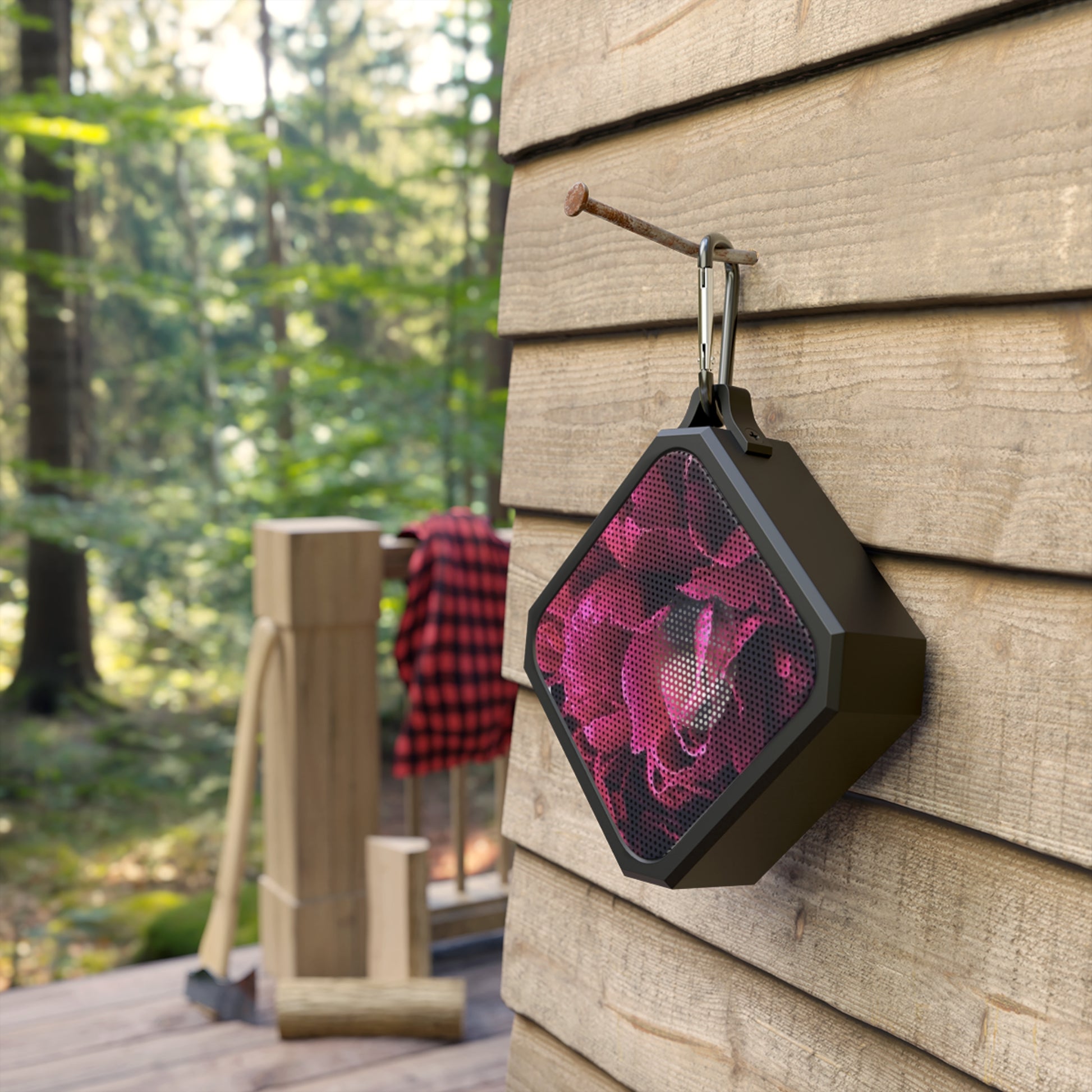 Outdoor Bluetooth Speaker – Magenta Floral Design, Waterproof & Bluetooth 5.0