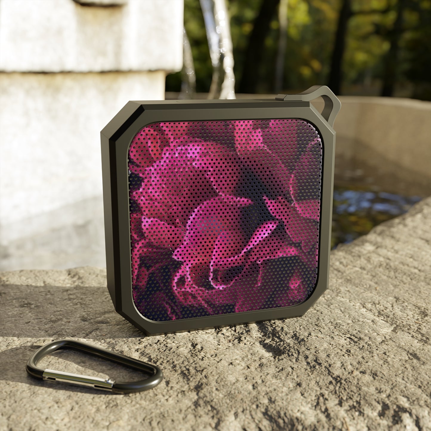Outdoor Bluetooth Speaker – Magenta Floral Design, Waterproof & Bluetooth 5.0